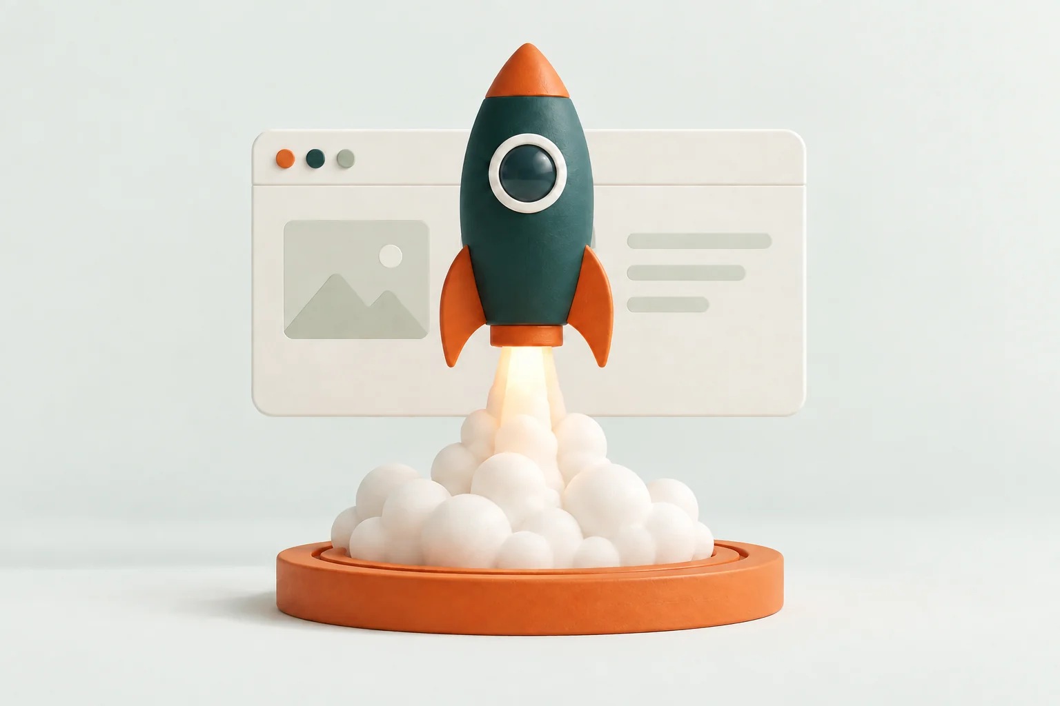 A rocket lifting off representing a product launch